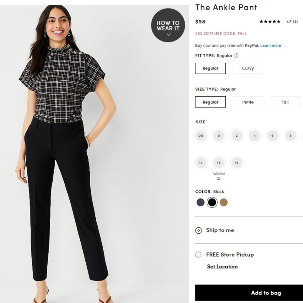 Ann Taylor The Ankle Pant 4P